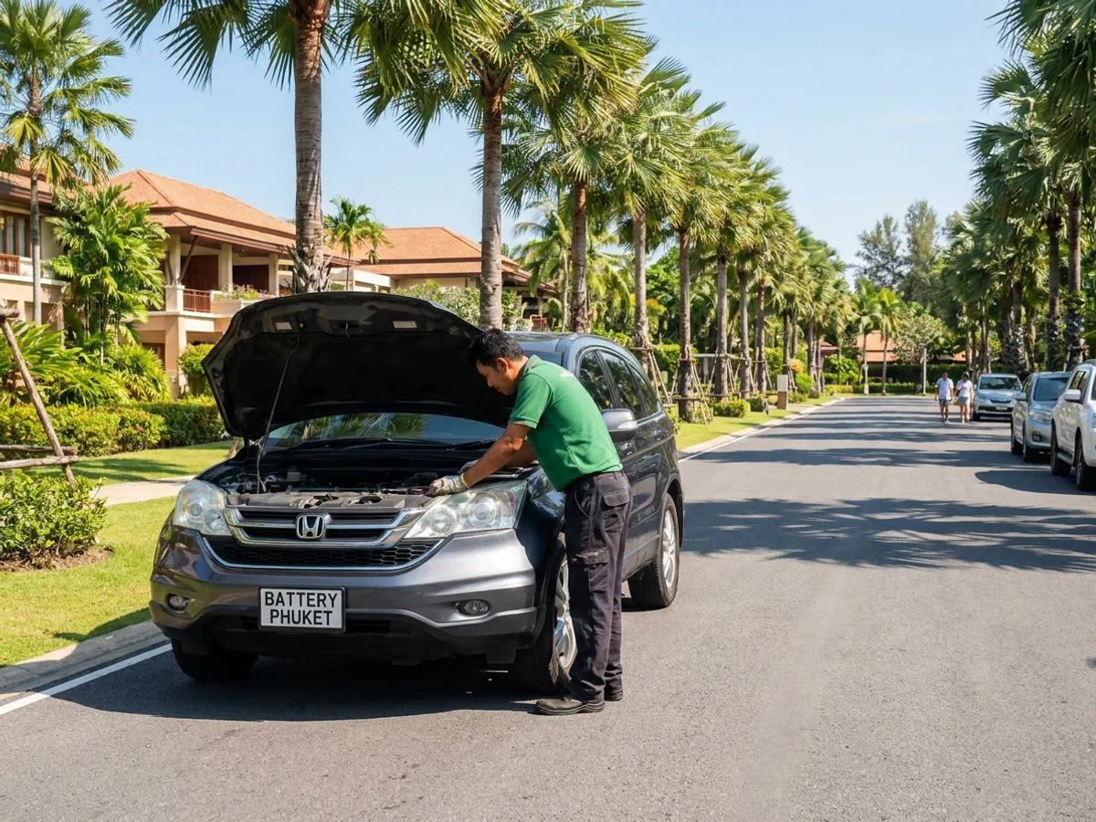 Car battery service in Bang Tao, Phuket