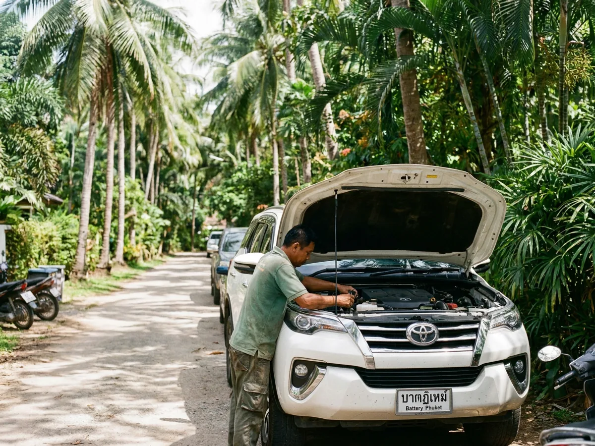 Car battery service in Surin, Phuket